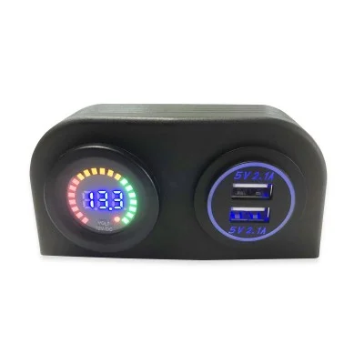 Tableau 12V PANEL SOLAIRE ( USB double 2 x 1.1A + Voltmètre 12V Digital LCD avec barre à LED )