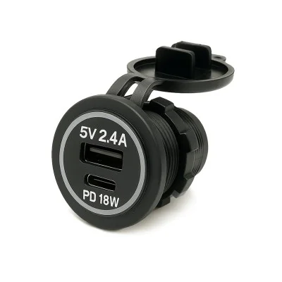 Prise Double USB 12V/24V Mixte (Type-A + Type-C) - Charge Rapide