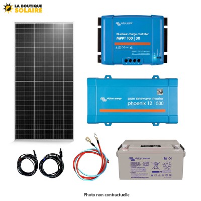 Kit solaire camping car 360 Wc en 220/230V + Batterie AGM 90Ah + 12/500