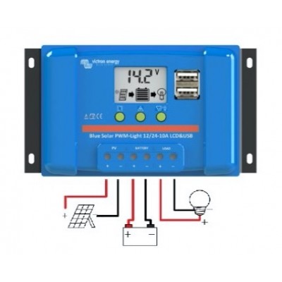 Régulateur BlueSolar PWM LCD-USB 12/24V-5A