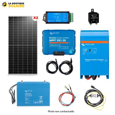Kit solaire camping car 2 x 335 Wc ( 670 Wc ) Lithium 160Ah Phoenix 12/1600