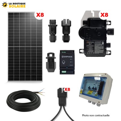 Kit solaire 2400Wc autoconsommation 8 micro onduleurs PLUG&PLAY