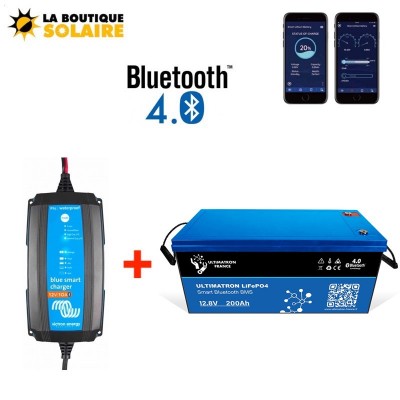 Kit Batterie Lithium 12V-200Ah ULTIMATRON + chargeur Bluetooth 25A