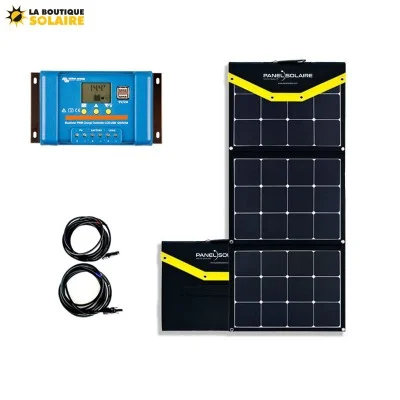 Kit Panneau Solaire Pliable 130W + PMW LCD-USB 12V/5A Solar + Kit