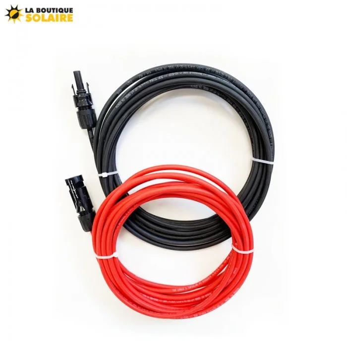 Kit Câble Solaire 4 mm ² (2 x 5 mètres Rouge / Noir) + Paire de Connecteurs  MC4