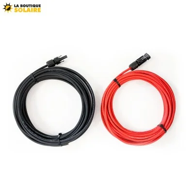 Kit Câble Solaire 4 mm ² (2 x 10 mètres Rouge / Noir) + Paire de Connecteurs  MC4
