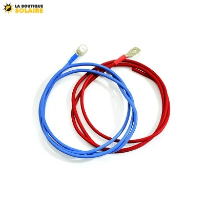Kit Câbles 2 x 1 mètre de 4mm2 Rouge / Bleu + Cosses 4/6 R et 4/8 B